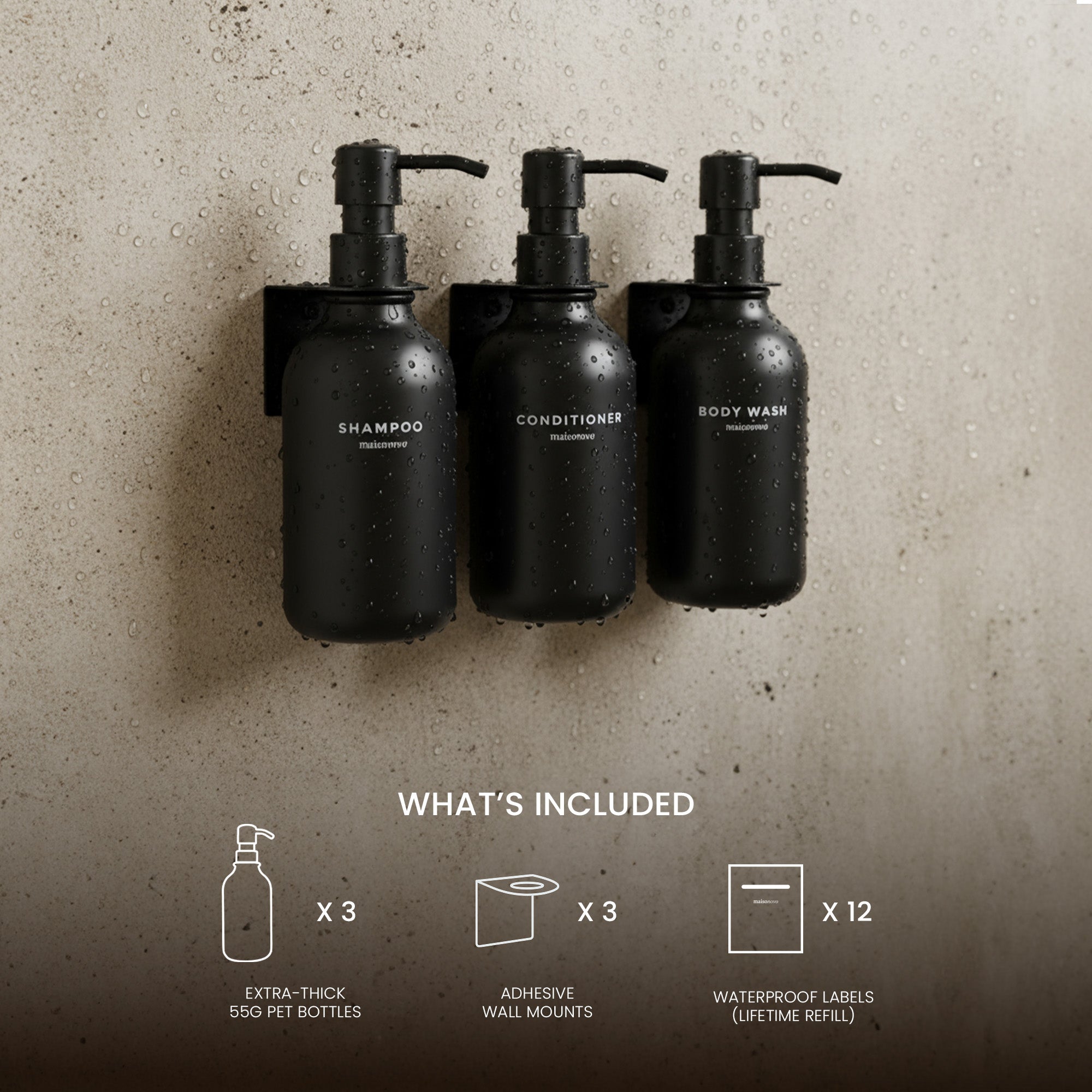 Hotel-at-Home Wall Mounted Shower Dispensers Set