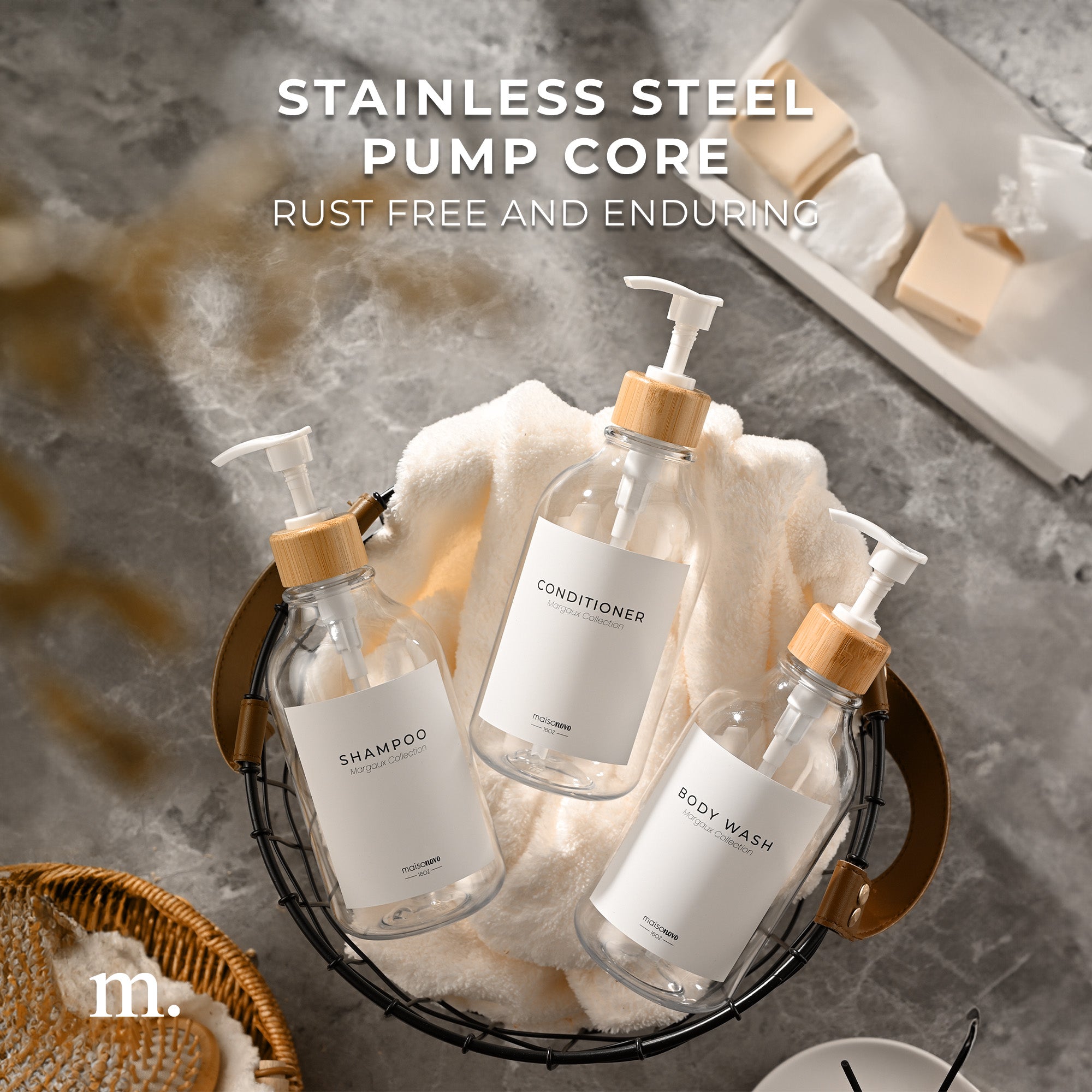 Shower Dispenser Amber Bottles with Black Pump