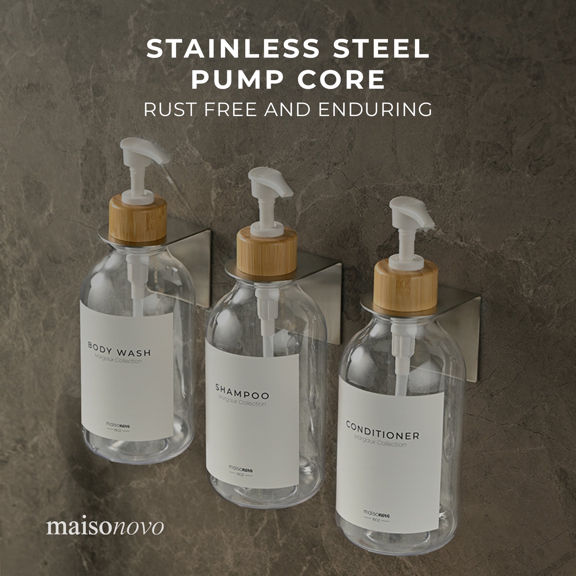 Wall Mounted Soap Dispenser Bamboo Amber