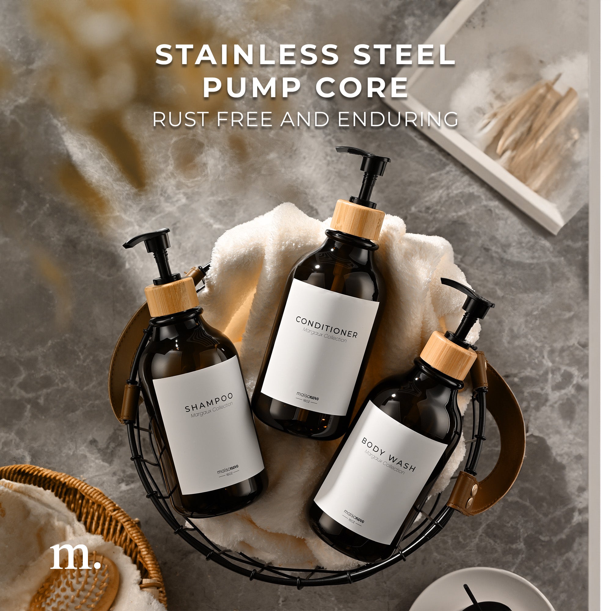 #Color_Amber Bottle / Bamboo Pump