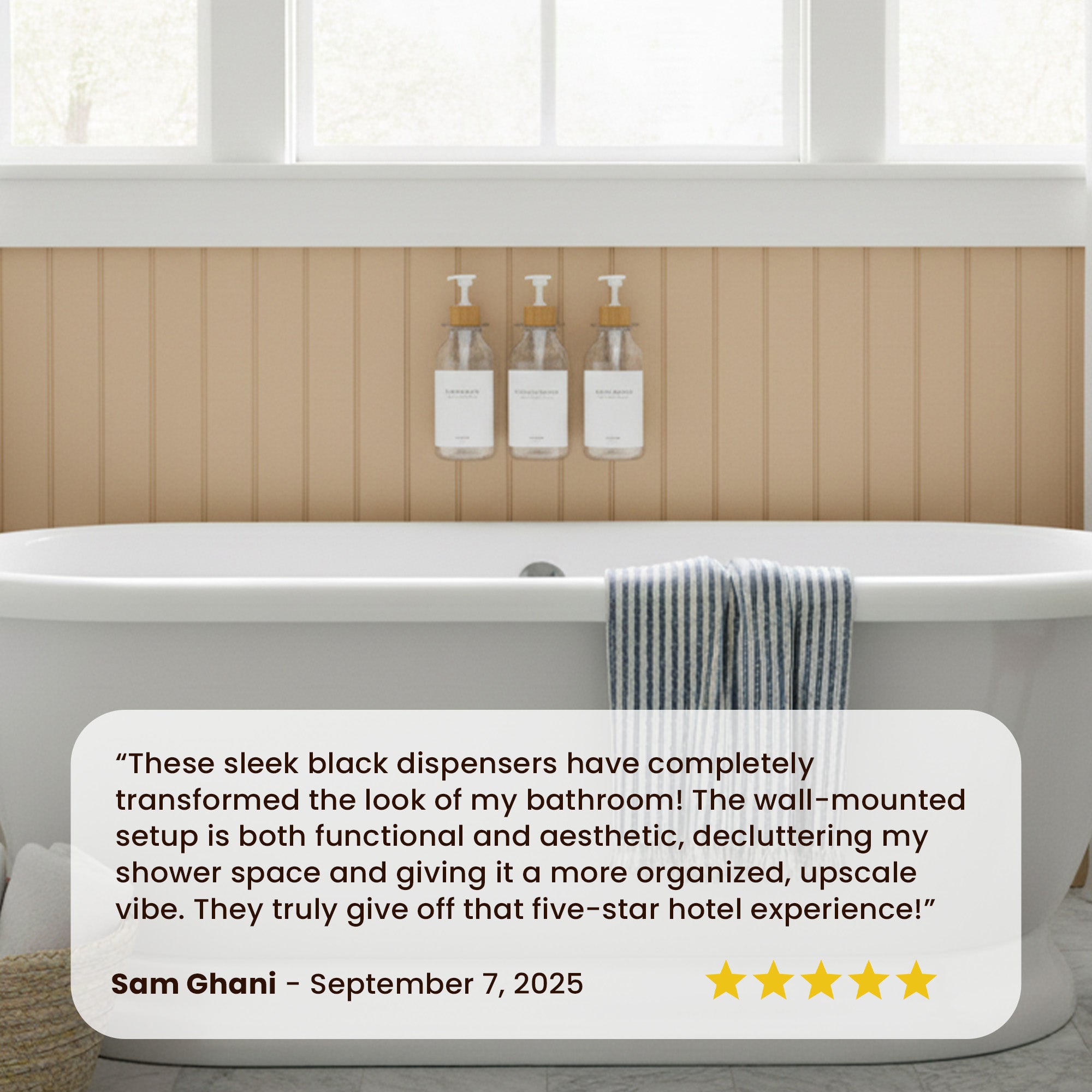 Hotel-at-Home Wall Mounted Shower Dispensers Set