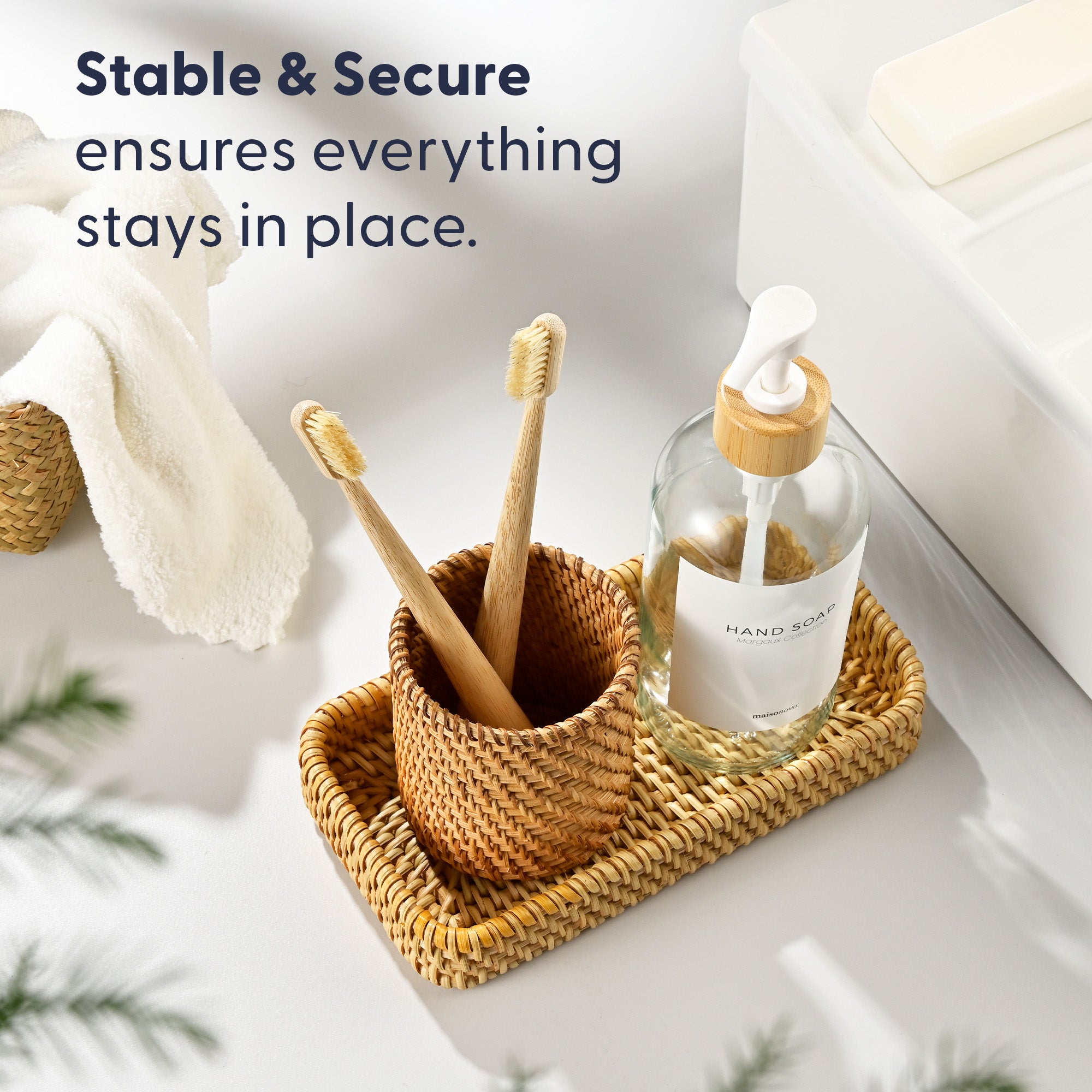 Handmade 3-Piece Rattan Bathroom Holder Set