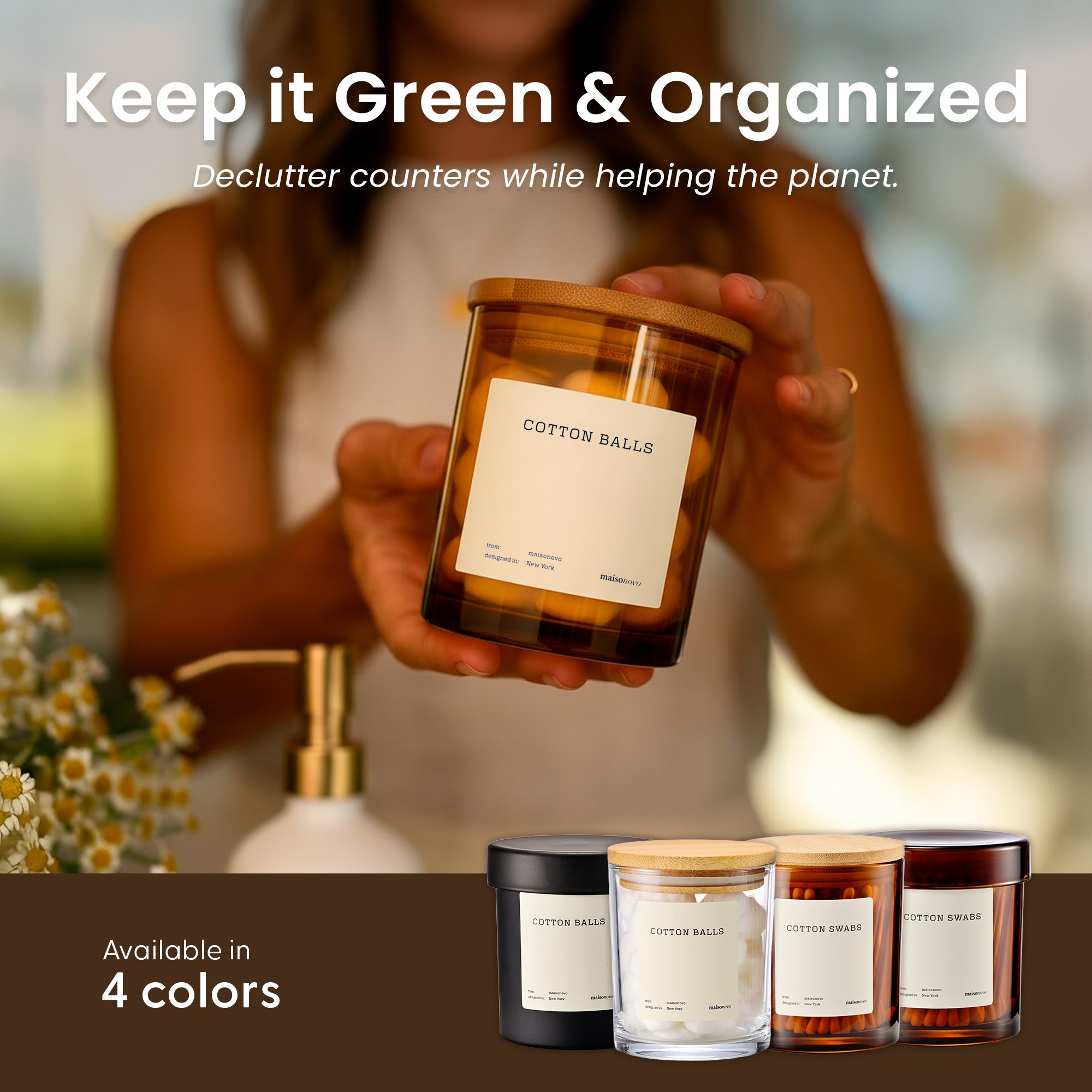 The Pebble - Modern Glass Q-Tip Jars