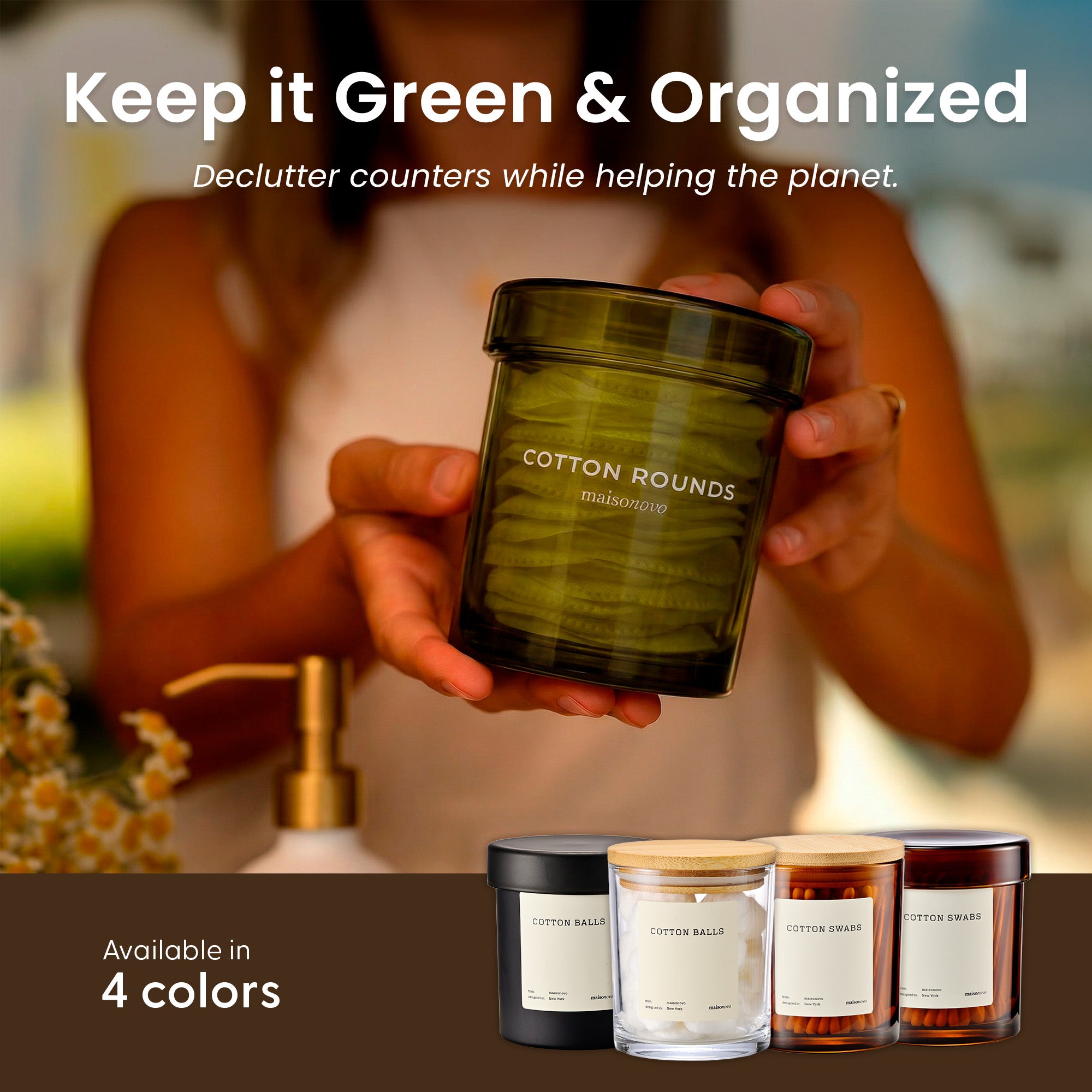 The Pebble - Modern Glass Q-Tip Jars