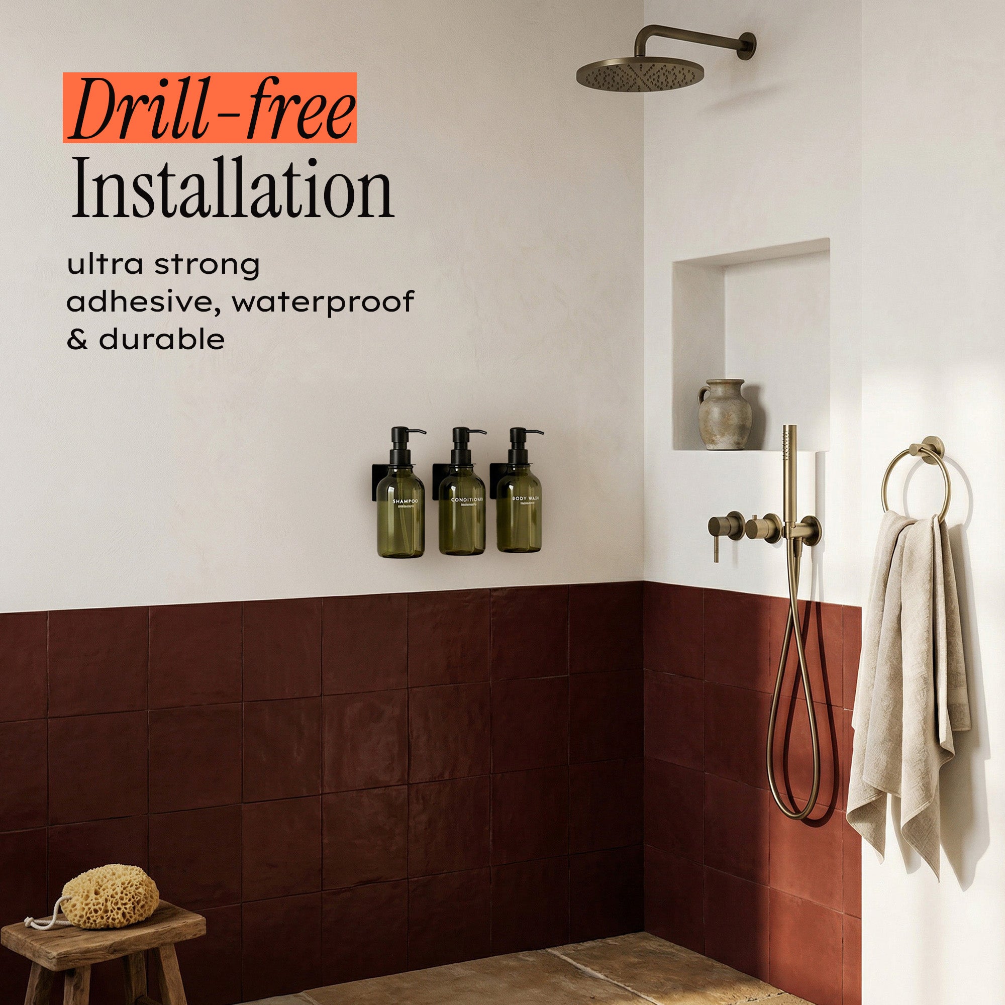 Hotel-at-Home Wall Mounted Shower Dispensers Set