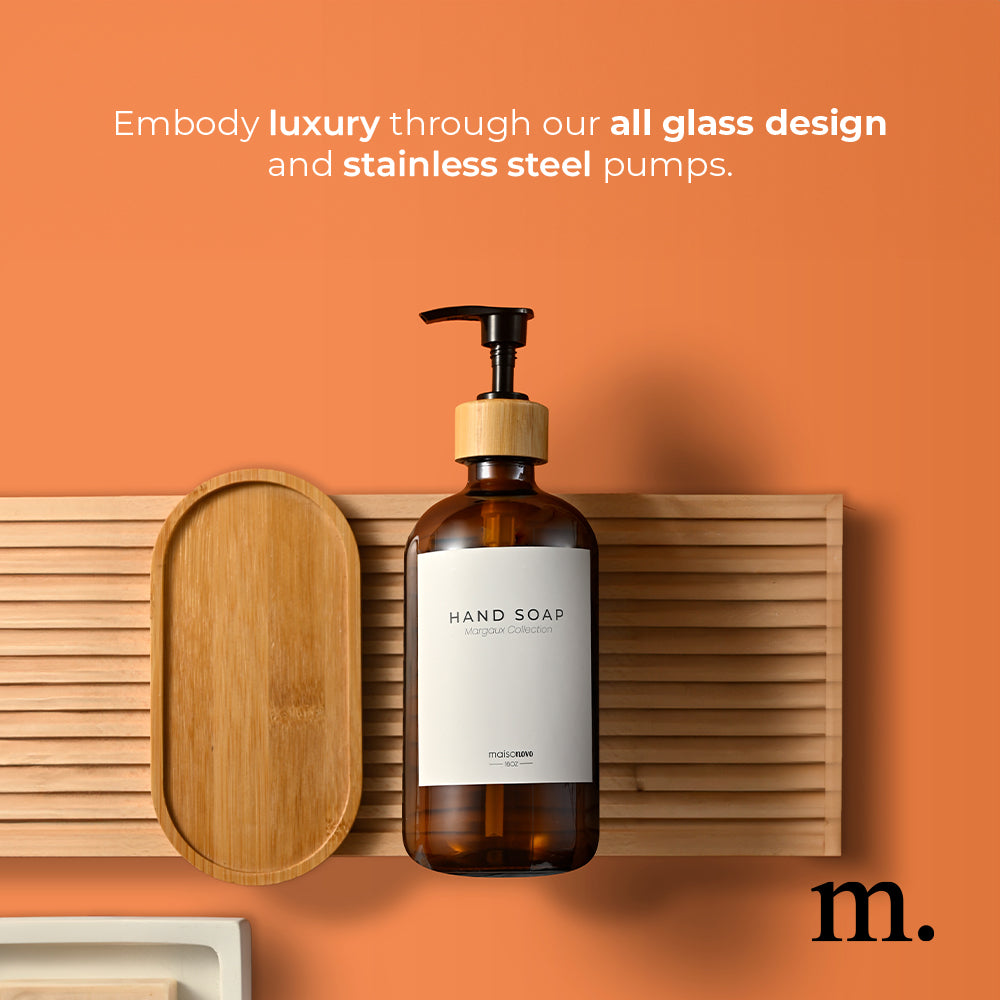 #Color_Amber Glass + Labels + Bamboo Tray
