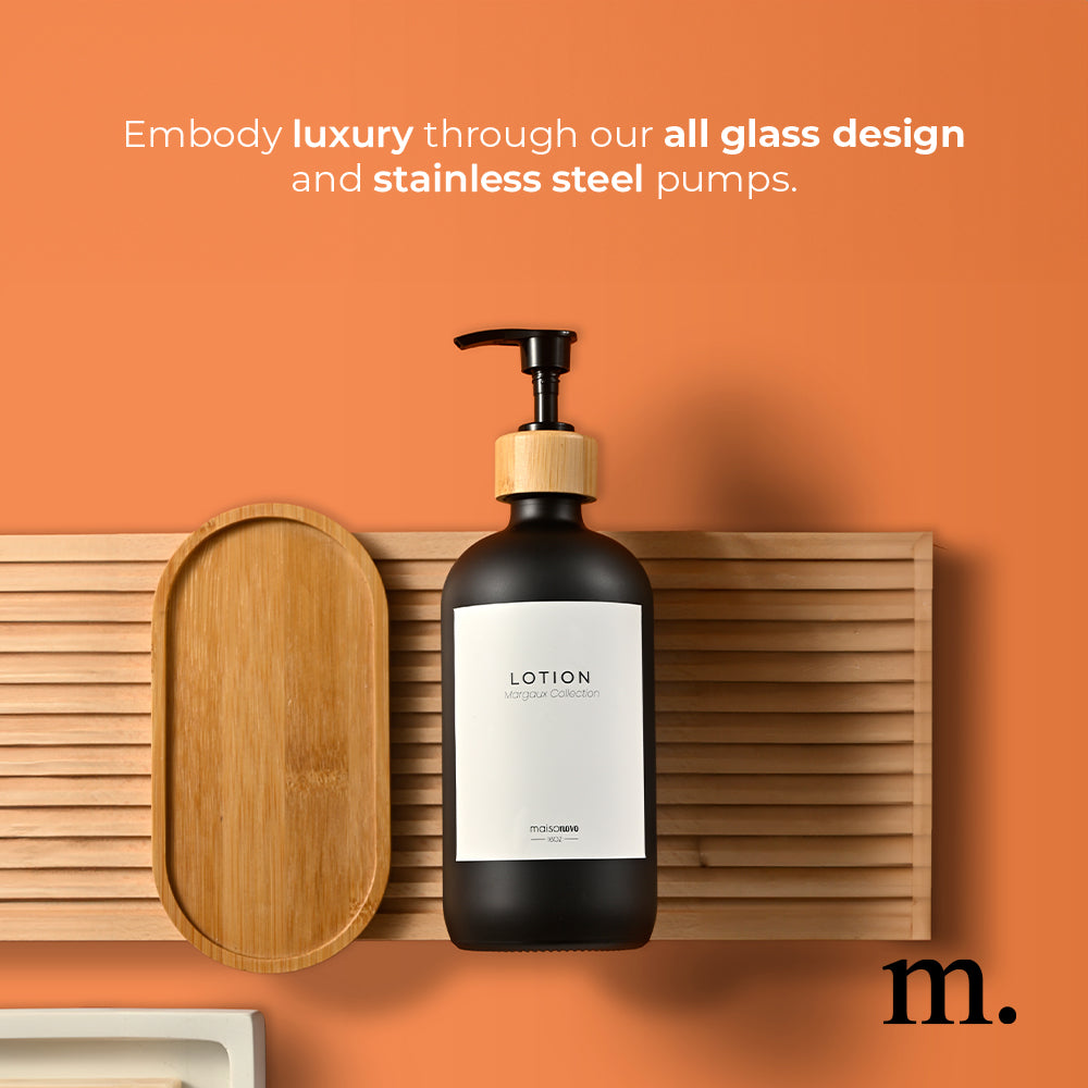 #Color_Black Glass + Labels + Bamboo Tray