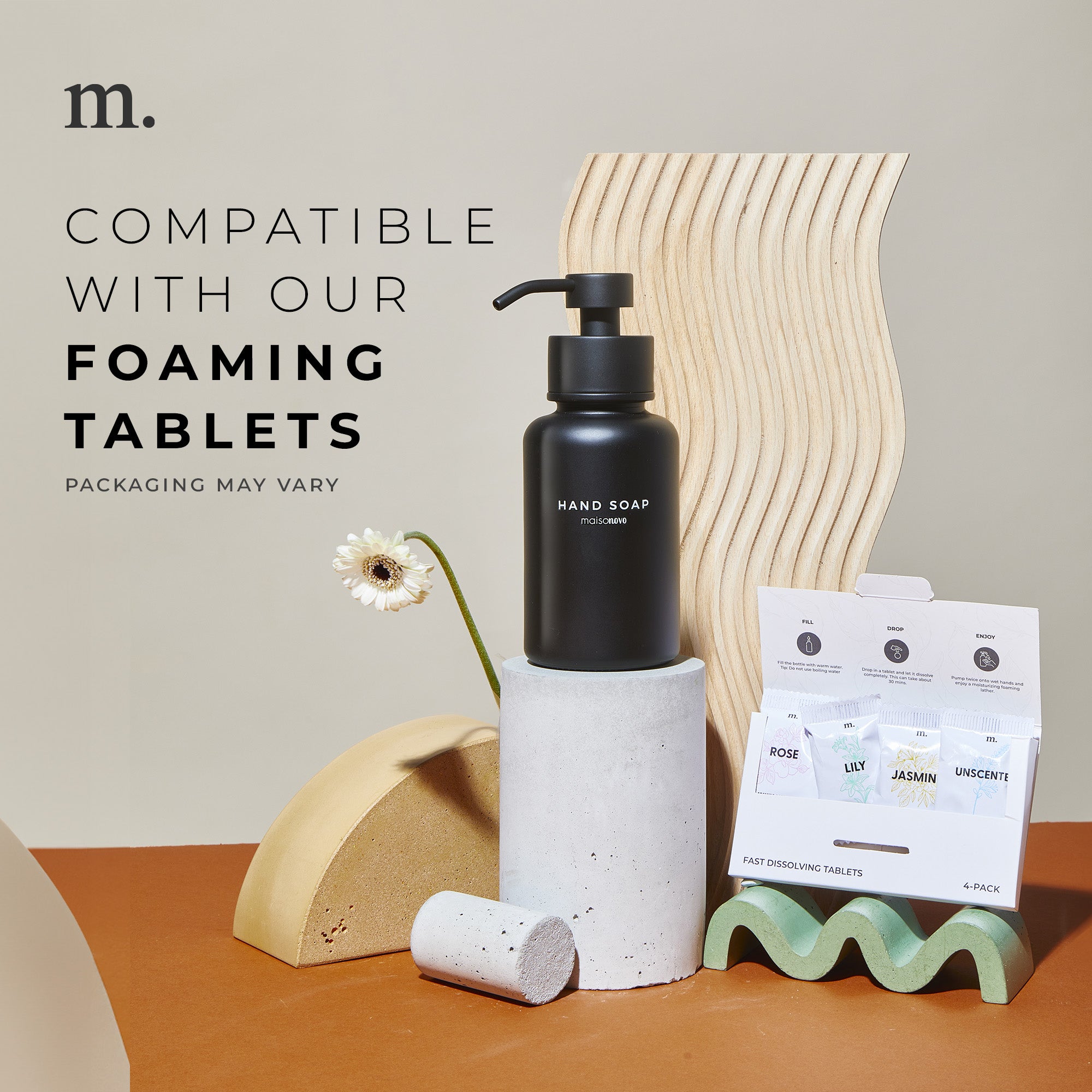 Glass Foaming Soap Dispensers 14oz Black / Black + Tray