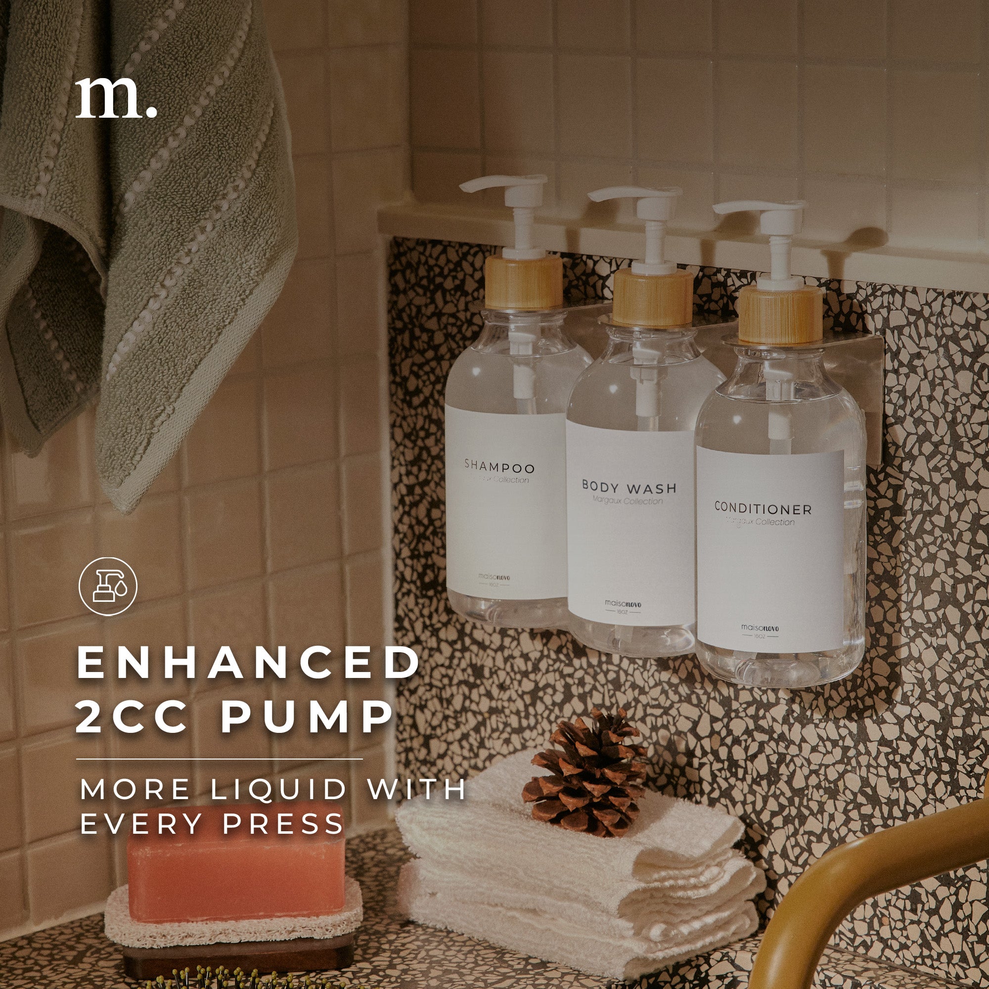 Wall Mounted Soap Dispenser Bamboo Clear