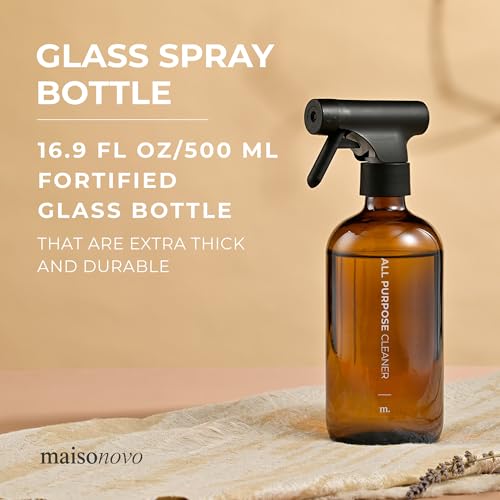 Amber Glass Spray Bottle – 16.9oz (Single) with 16 Reusable Labels