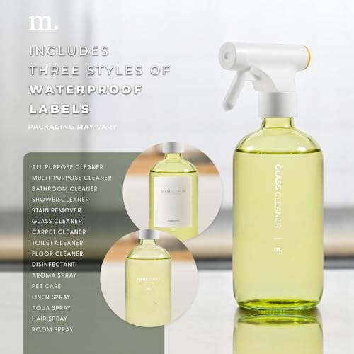 Amber Glass Spray Bottle – 16.9oz (Single) with 16 Reusable Labels