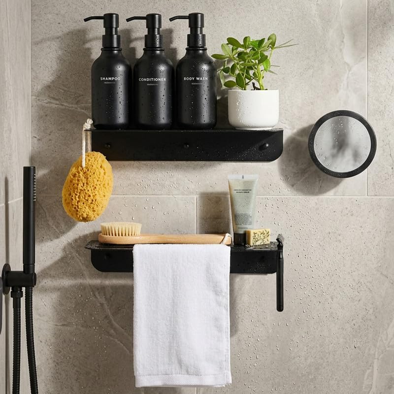 The Shelfie – Wall-Mounted Shower Caddy Set with Anti-Fog Mirror