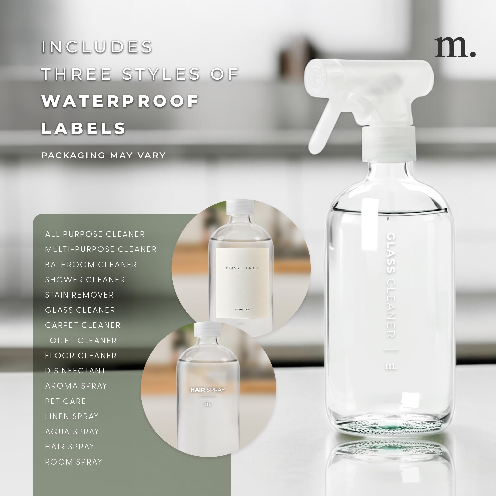 Amber Glass Spray Bottle Set – 16.9oz (Pack of 2)