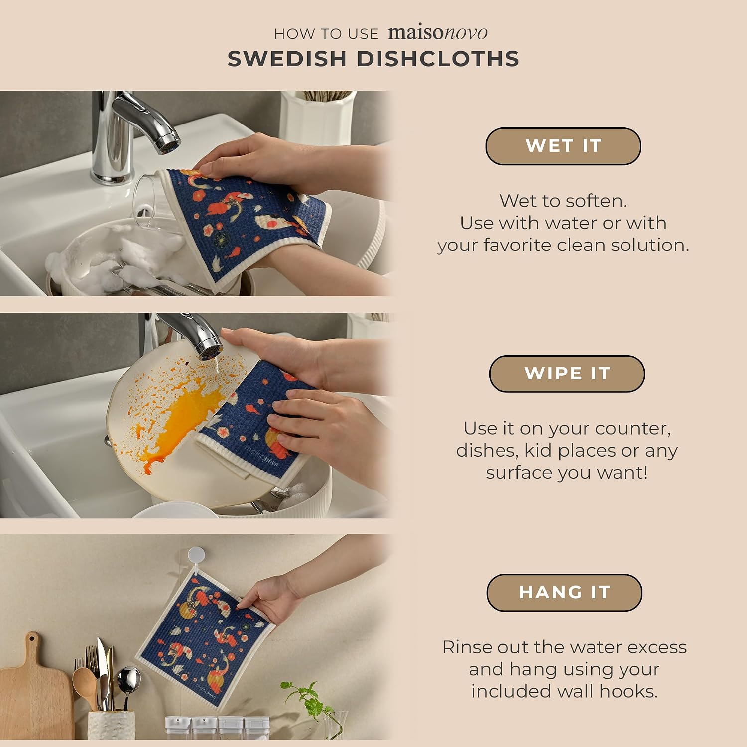 Reusable Dishcloth Kyoto Fish