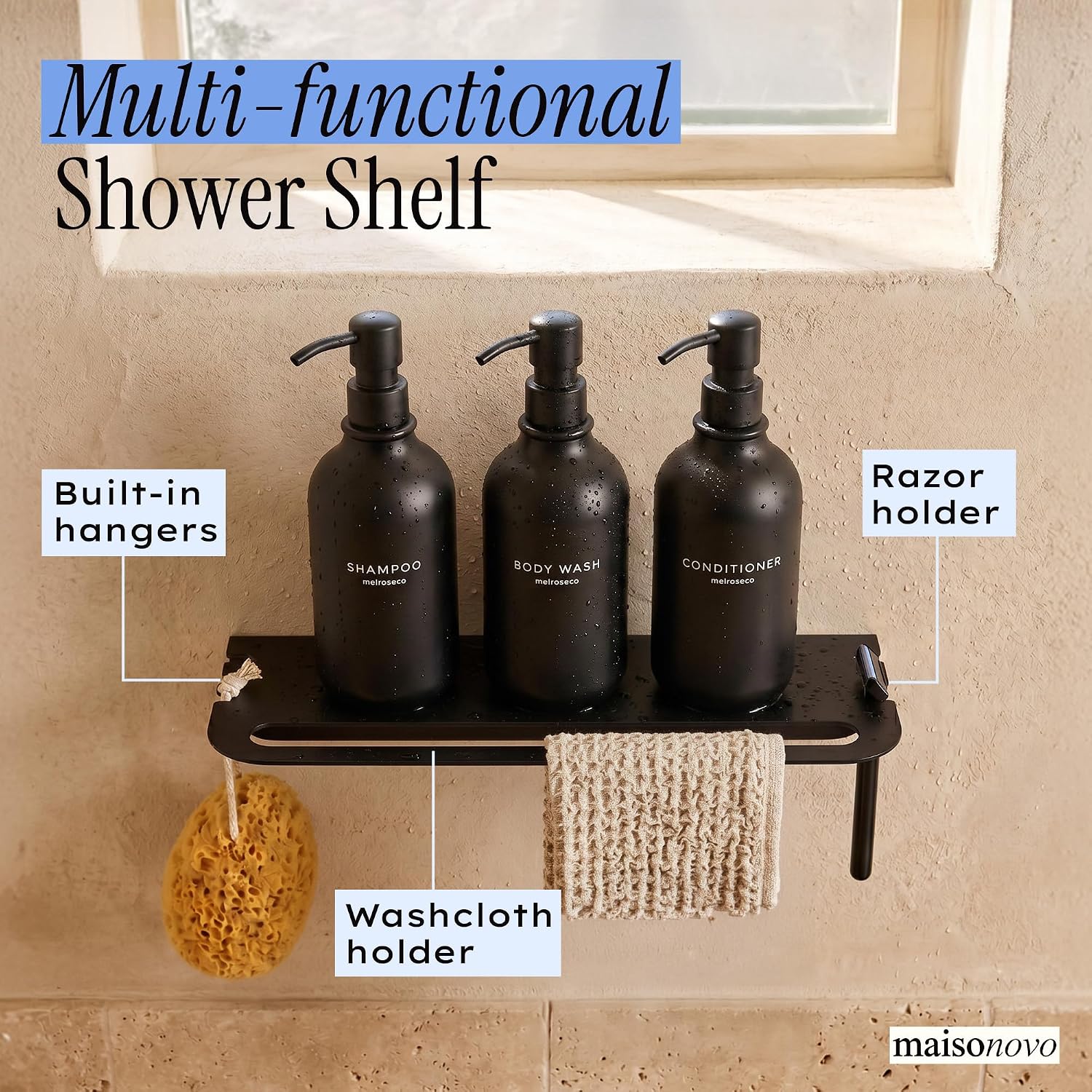The Shelfie – Wall-Mounted Shower Caddy Set with Anti-Fog Mirror