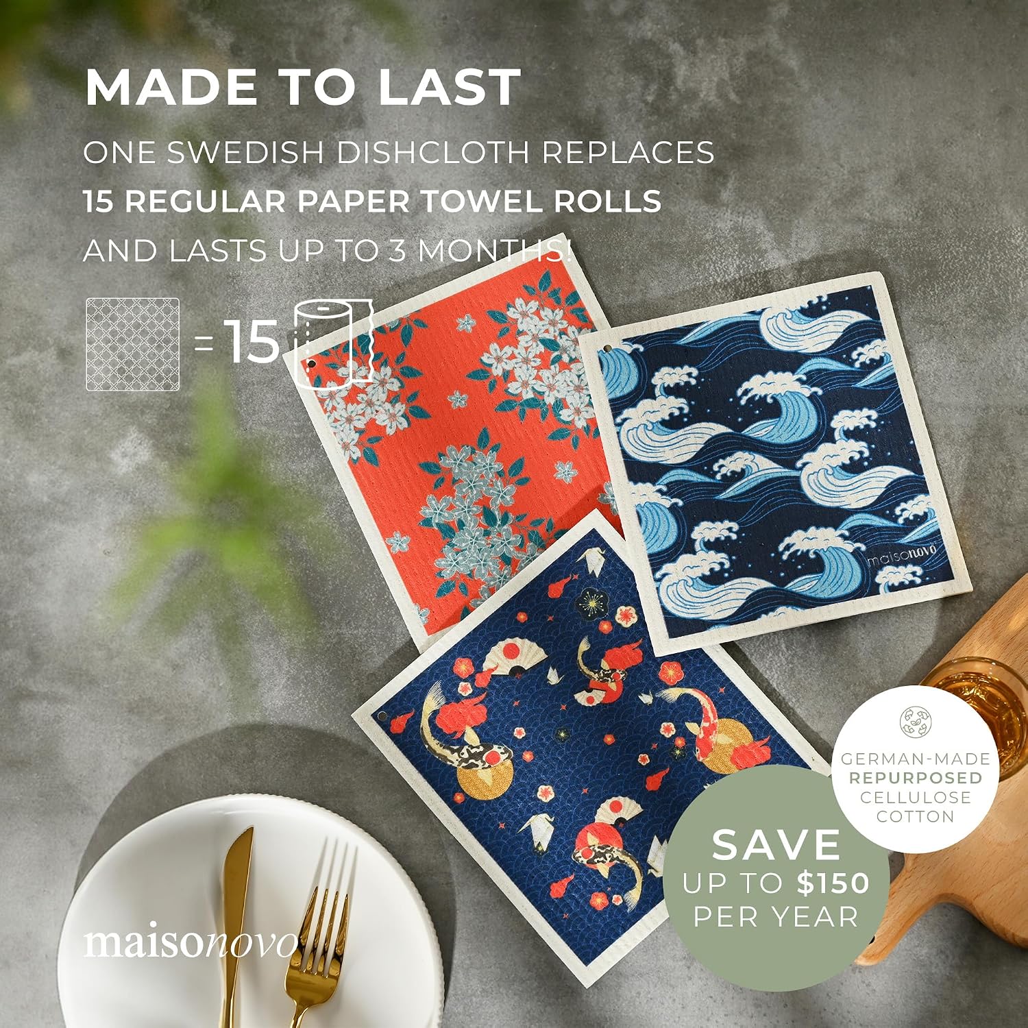 Reusable Dishcloth Kyoto Fish